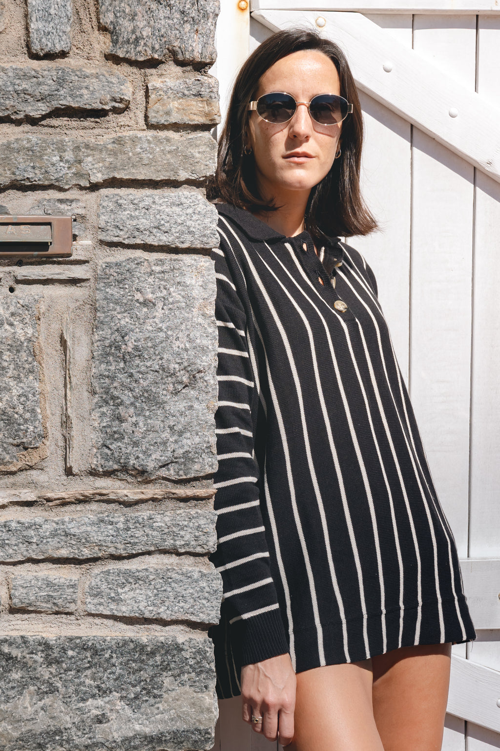 BUZO NÁUTICO - Negro / Blanco